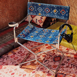 营造空间真皮折叠餐椅小户型轻奢金属餐座椅植鞣皮极简户外休闲椅