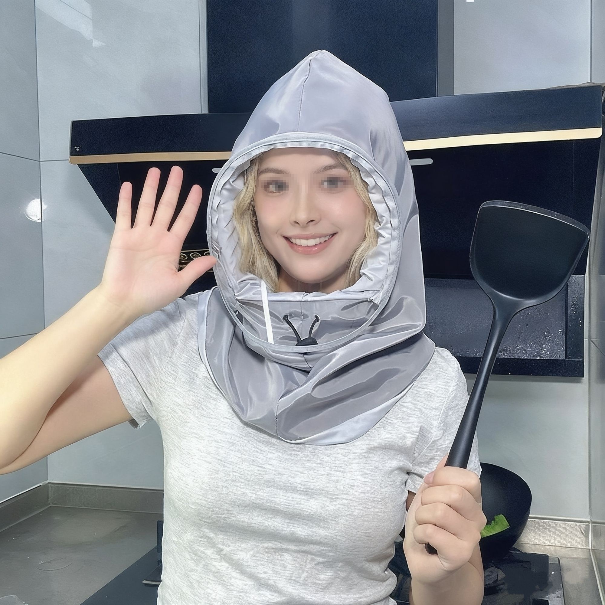 全脸防护帽子女护脸隔离面具套头帽厨房炒菜防油烟面罩防油溅做饭