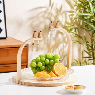 高颜值水果盘带叉子送礼极简家用客厅轻奢精致实用小众喜上眉梢