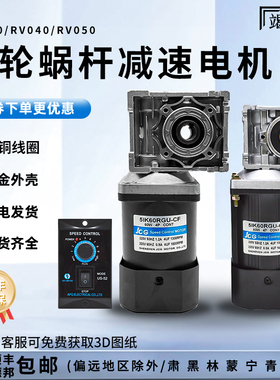 蜗轮蜗杆减速电机一体RV030/RV040高精度带减速箱调速变速马达