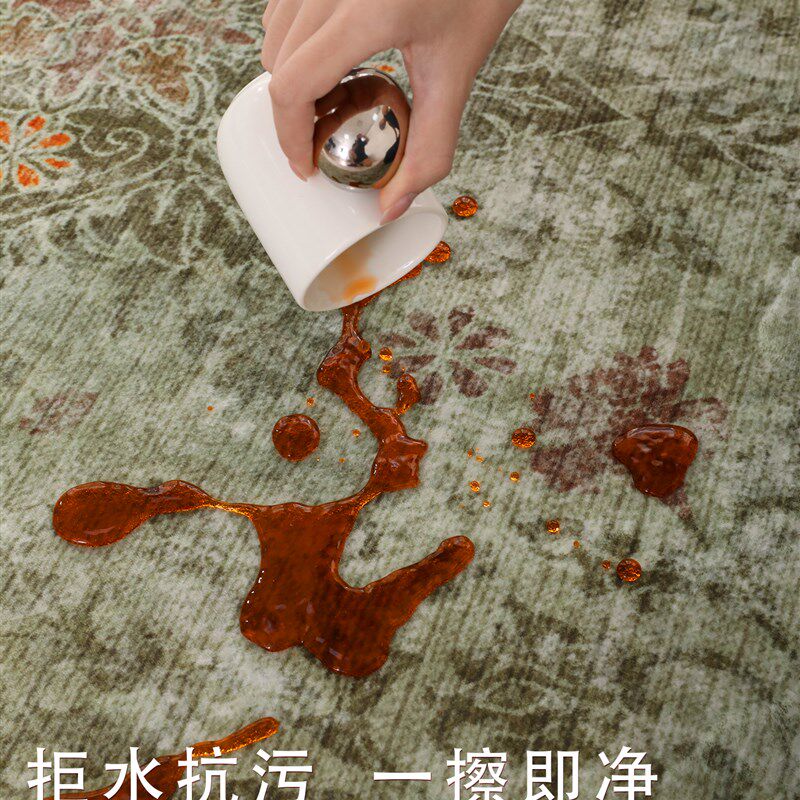 中古绿色地毯客厅2026新款圆形地垫沙发毛绒垫子卧室女孩房间脚垫