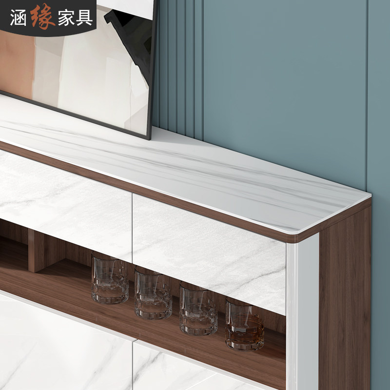轻奢岩板超薄餐边柜窄型25cm现代简约茶水柜碗柜厨房收纳柜7G182