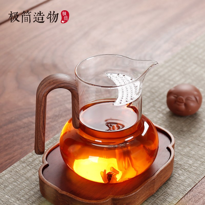 高档高硼硅玻璃煮茶壶月牙公道杯泡茶滤网一体电陶炉专用围炉家用