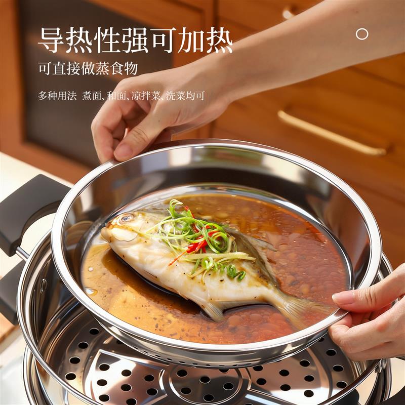 304不锈钢盘子圆盘家用超大号商用大盘鸡菜盘蒸盘圆形铁盘子托盘