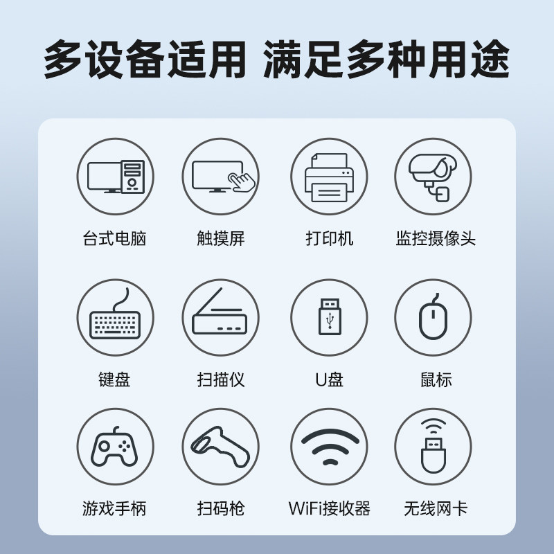 USB3.0延长线公对母10米15米20米独立供电信号放大器电脑无线网卡