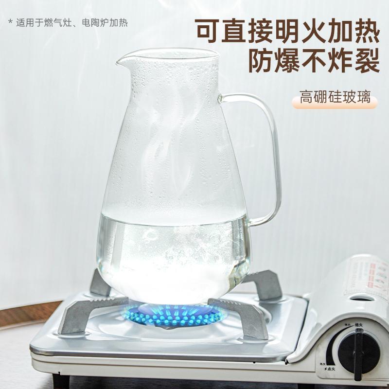 冷水壶玻璃耐高温防爆家用储水壶大容量凉水壶果汁泡茶壶水杯套装