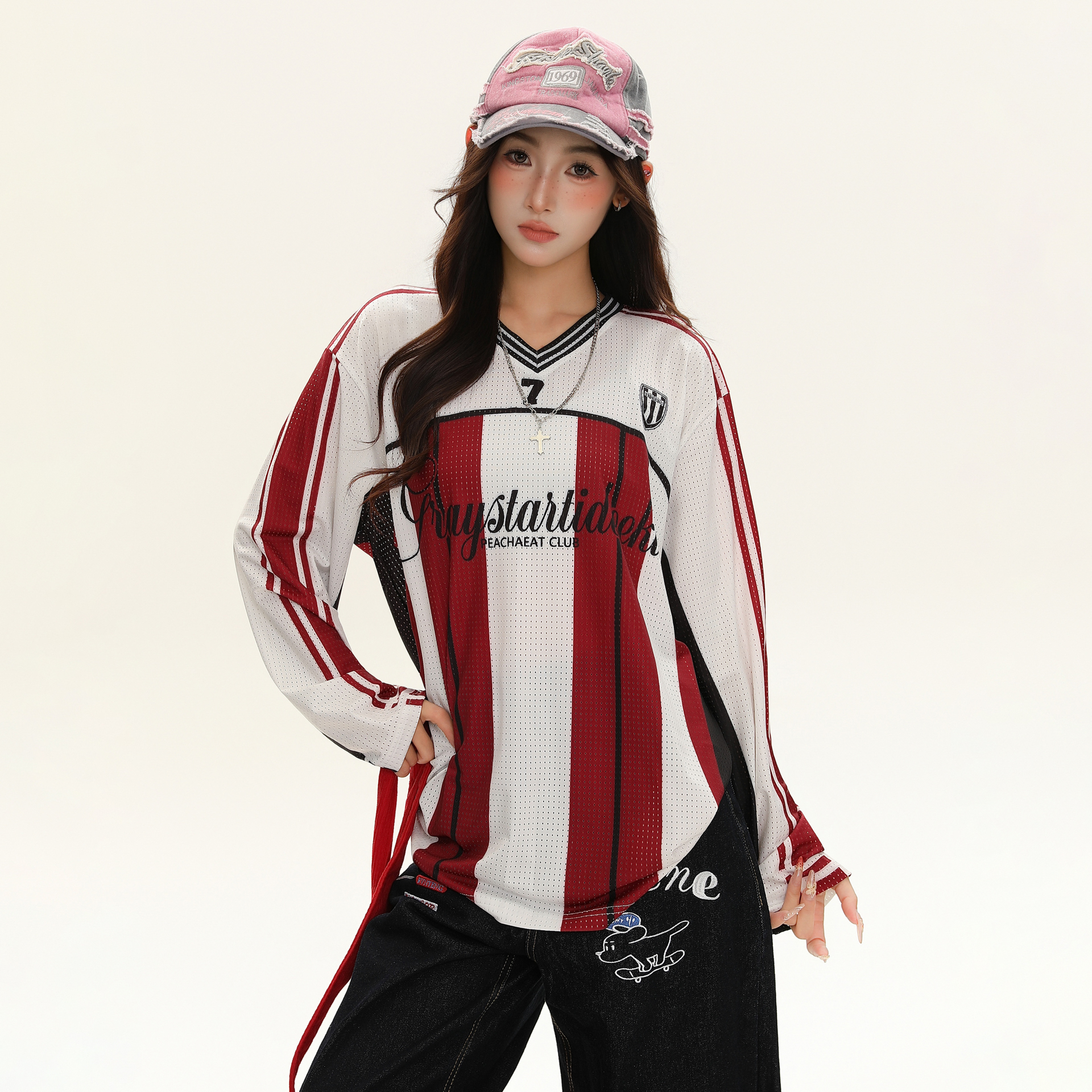 BNMGIN街头撞色t恤薄款网眼衣