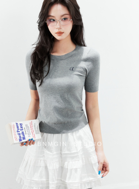 BNMGIN2026夏季短袖针织t恤女简约休闲可外穿修身内搭打底衫上衣