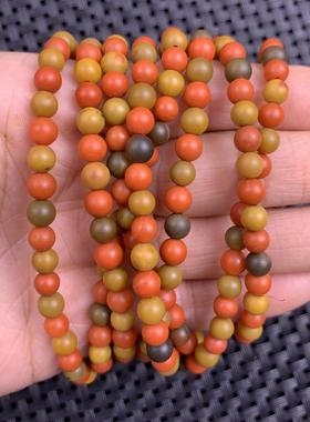 川料黄绿皮手链包浆南红手串108颗多圈佛珠天然卡5圆珠