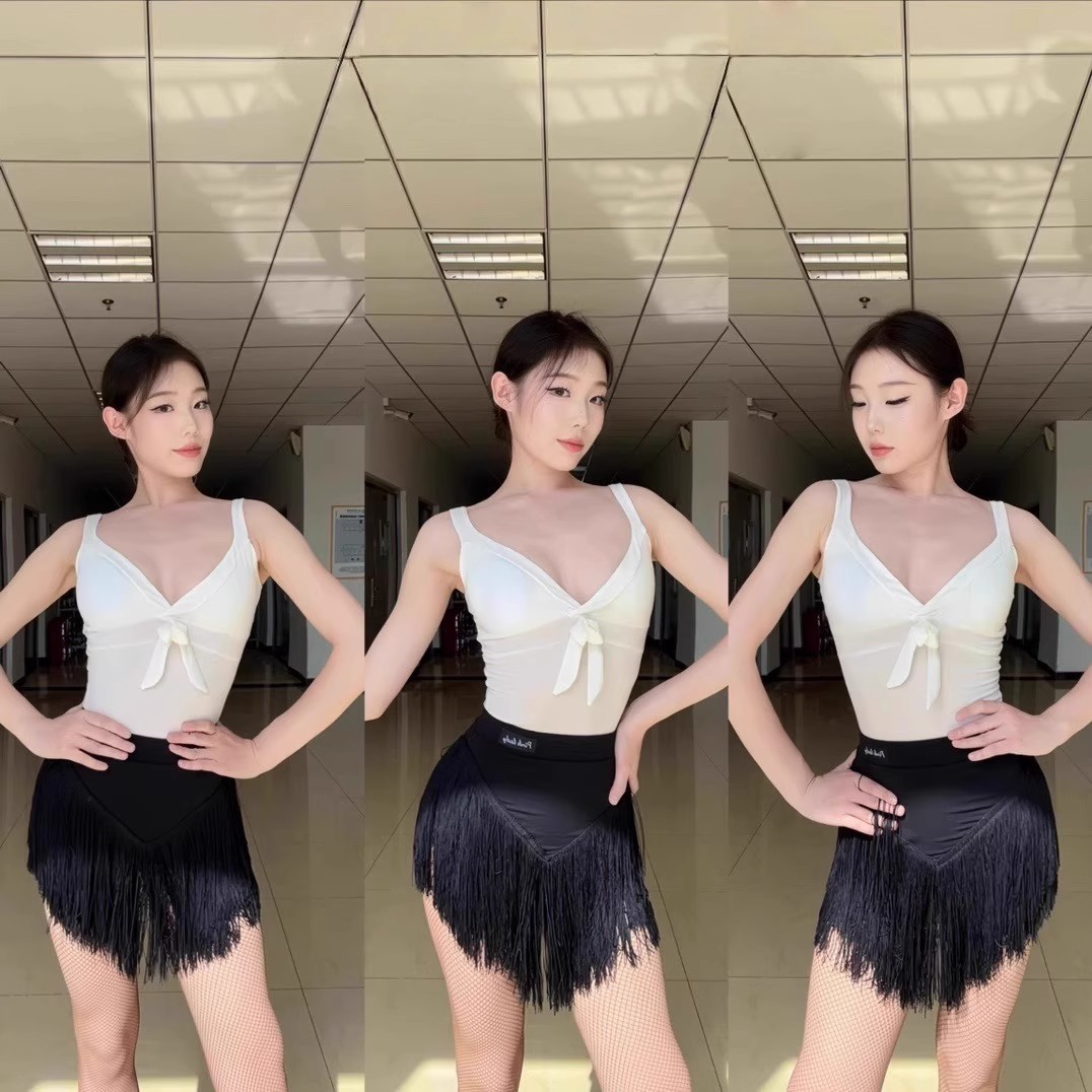 夏季新款拉丁舞服女练功服流苏裙