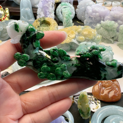 送证书天然翡翠A货阳绿枯木逢春玉衡