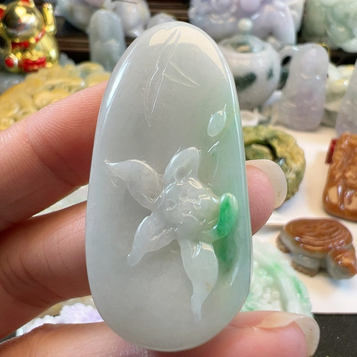 送证书天然翡翠A货荷花