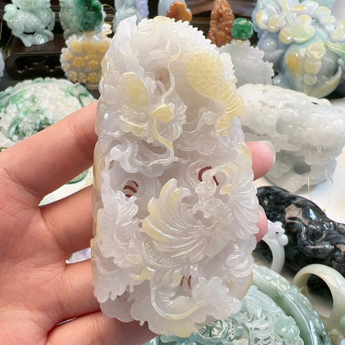 送证书 天然翡翠 亏本漏 龙凤呈祥