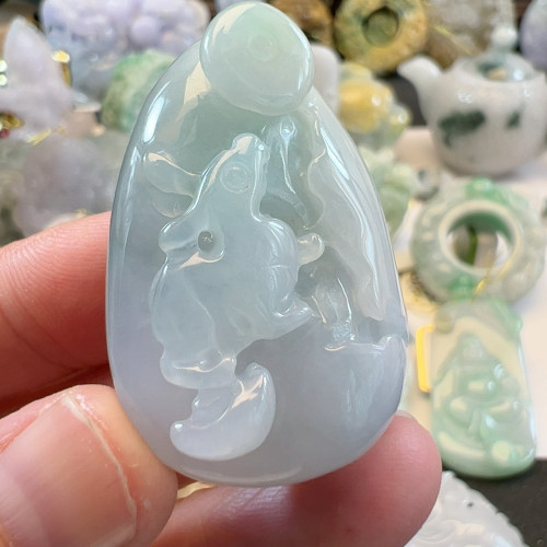 福利送证书天然翡翠A货冰兔子