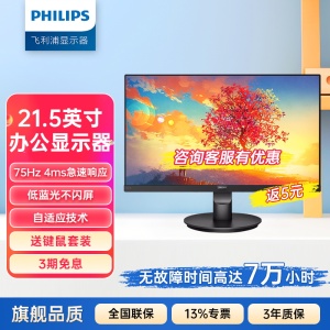 飞利浦21.5英寸高清显示器家用办公低蓝光护眼不闪屏可壁挂221S9L