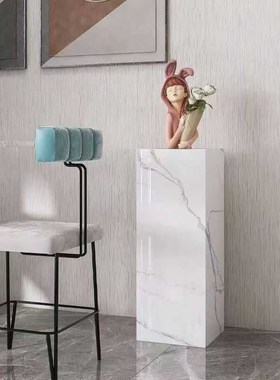 大理石底座岩板柱子客厅大摆件高级感创意摆件P高级感轻奢摆件底