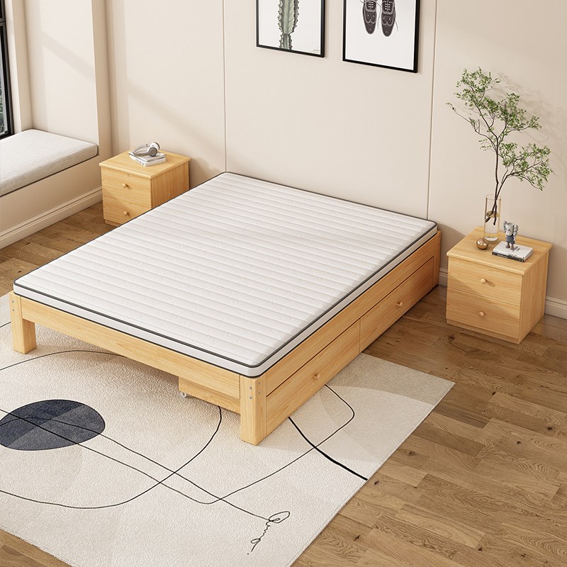 实木榻榻米床架子排骨架无床头出租房民L宿定制矮床家用单人床