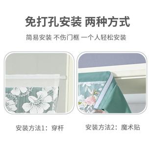 新款 春季 双层纱门帘免打孔魔术贴穿杆帘家用隔断不透人隐私遮挡帘