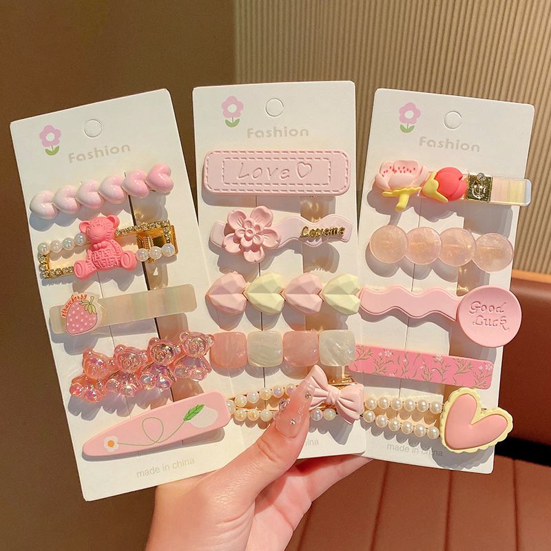 粉色侧边碎发鸭嘴夹女前额刘海夹子可爱发夹无痕2024新款发卡头饰