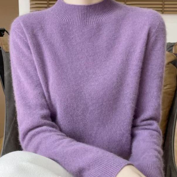 【一线成衣-紫】秋冬新款欧货时尚套头针织毛衣百搭简约气质