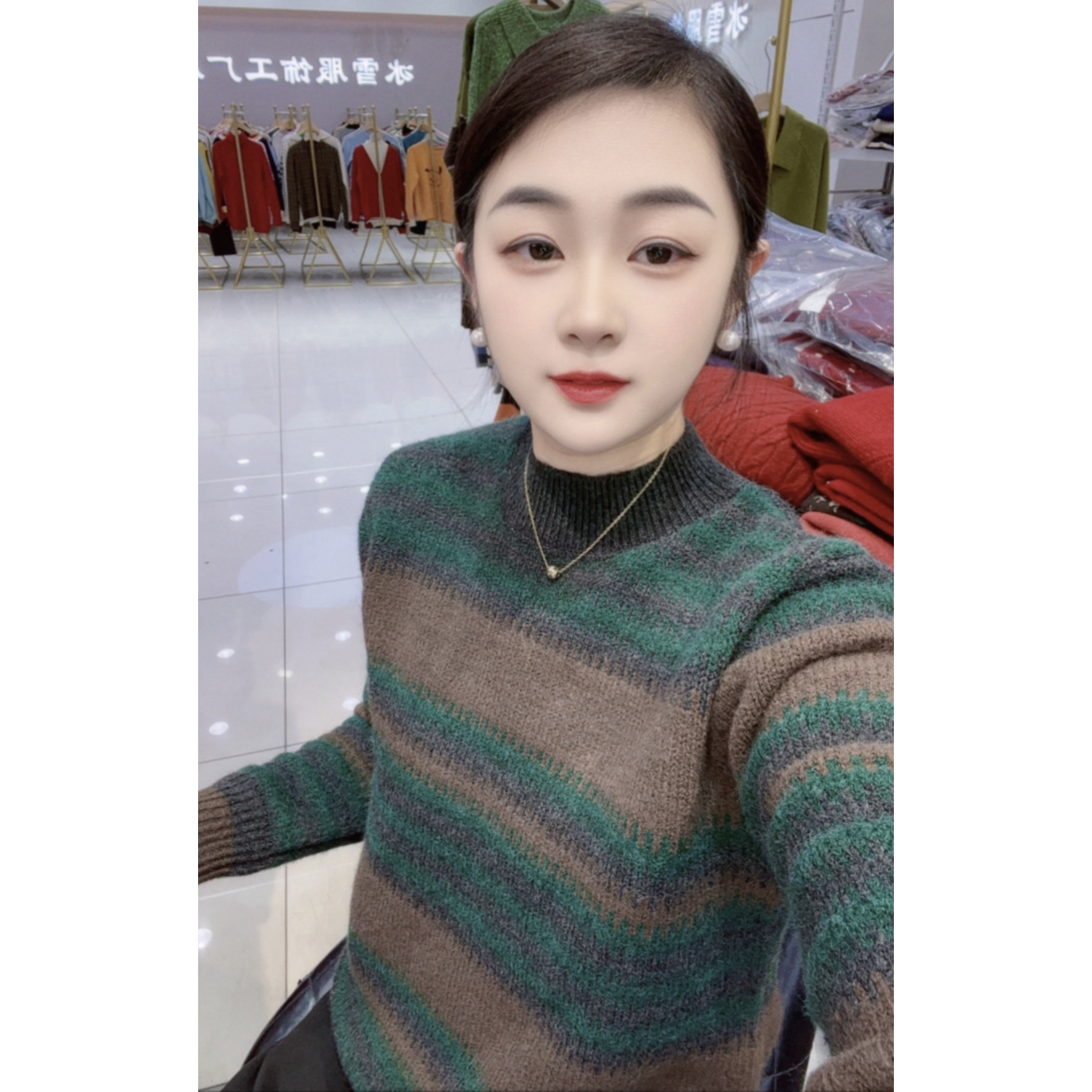 【绿条】秋冬新款条纹撞色流行爆款软糯时尚好看针织