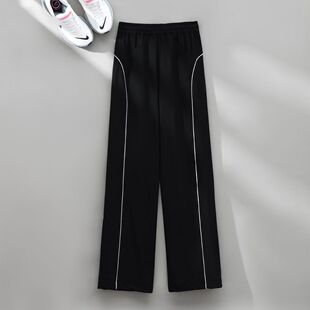 宽松直筒羽毛球裤春秋户外晨跑运动裤女速干透气瑜伽裤阔腿健身裤