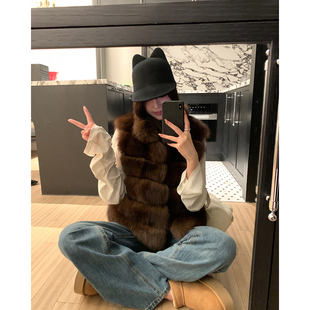 2025晕染双色立领进口整皮狐狸毛皮草马甲女毛毛秋冬B2385