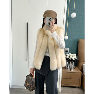 马甲显瘦韩系狐狸毛时尚竖条洋气款皮草马甲背心整版毛毛B1765
