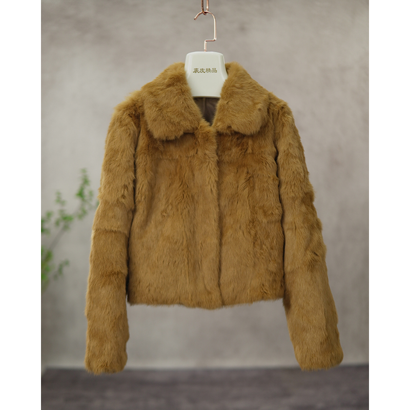 真毛兔毛皮草女2025新款海宁秋冬年轻款正品短整皮柔软B2527