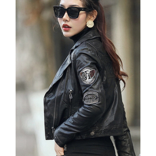 2025新款海宁皮衣女短款真皮植鞣皮机车款皮夹克外套潮P32022