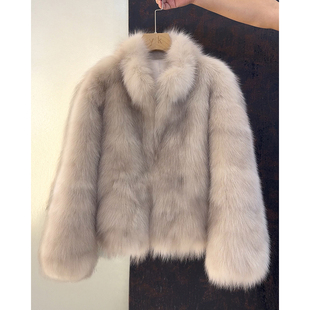 B2348 秋冬韩版 狐狸毛皮草外套女短款 立领2025秋冬新款