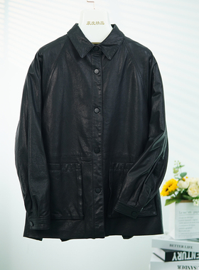 真皮皮衣女款2025新款全植鞣中长款绵羊皮宽松风衣外套显瘦B1274