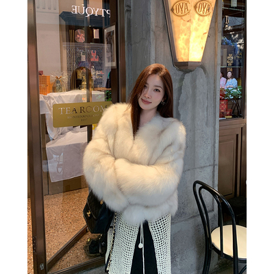 “月光岛屿”芬兰高档狐狸毛皮草外套女冬季新款毛毛外套B2049