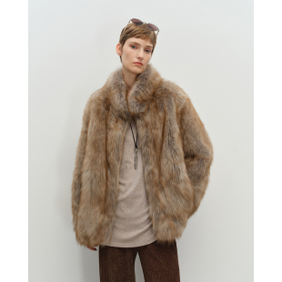 狐狸毛 莼手工晕染立领廓形皮草外套整皮2025立领大牌加厚B2071