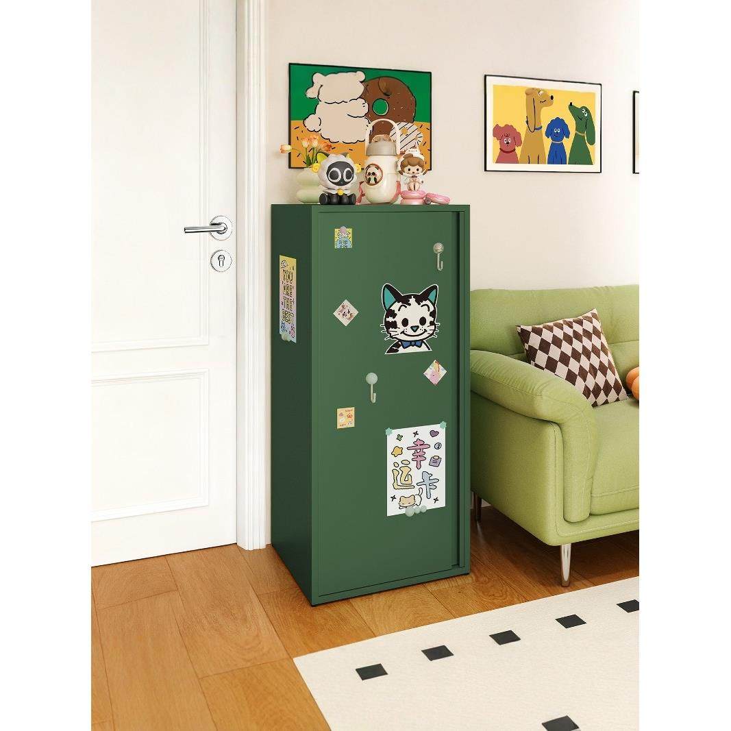 铁艺收纳柜奶油风多巴胺家用客厅零食柜单门柜阳台储物柜铁皮柜子