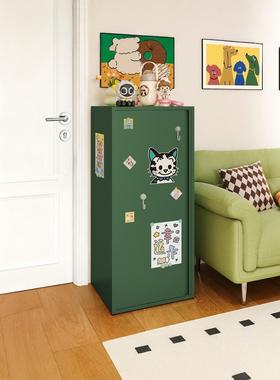 铁艺收纳柜奶油风多巴胺家用客厅零食柜单门柜阳台储物柜铁皮柜子