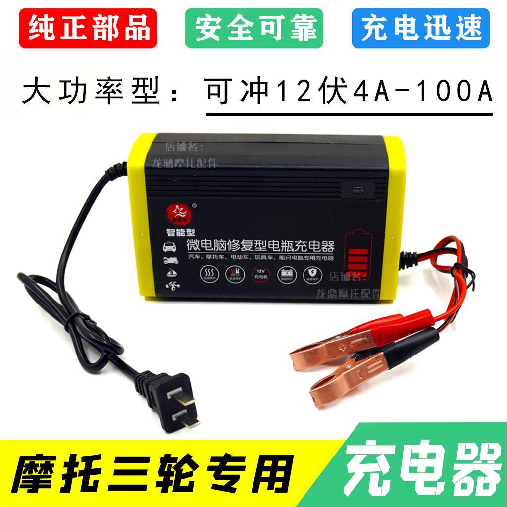 适用五星宗申隆鑫摩托三轮车电池电瓶修复充电器大功率12V4A-100A