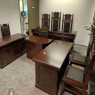 现货法官桌新款 模拟法庭桌椅法院审判台法官椅子律所学校工厂直营