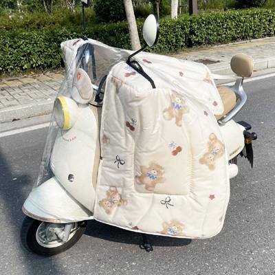 可爱熊电动车挡风被冬季全包款加绒厚防水全覆膜保暖电瓶车防风罩