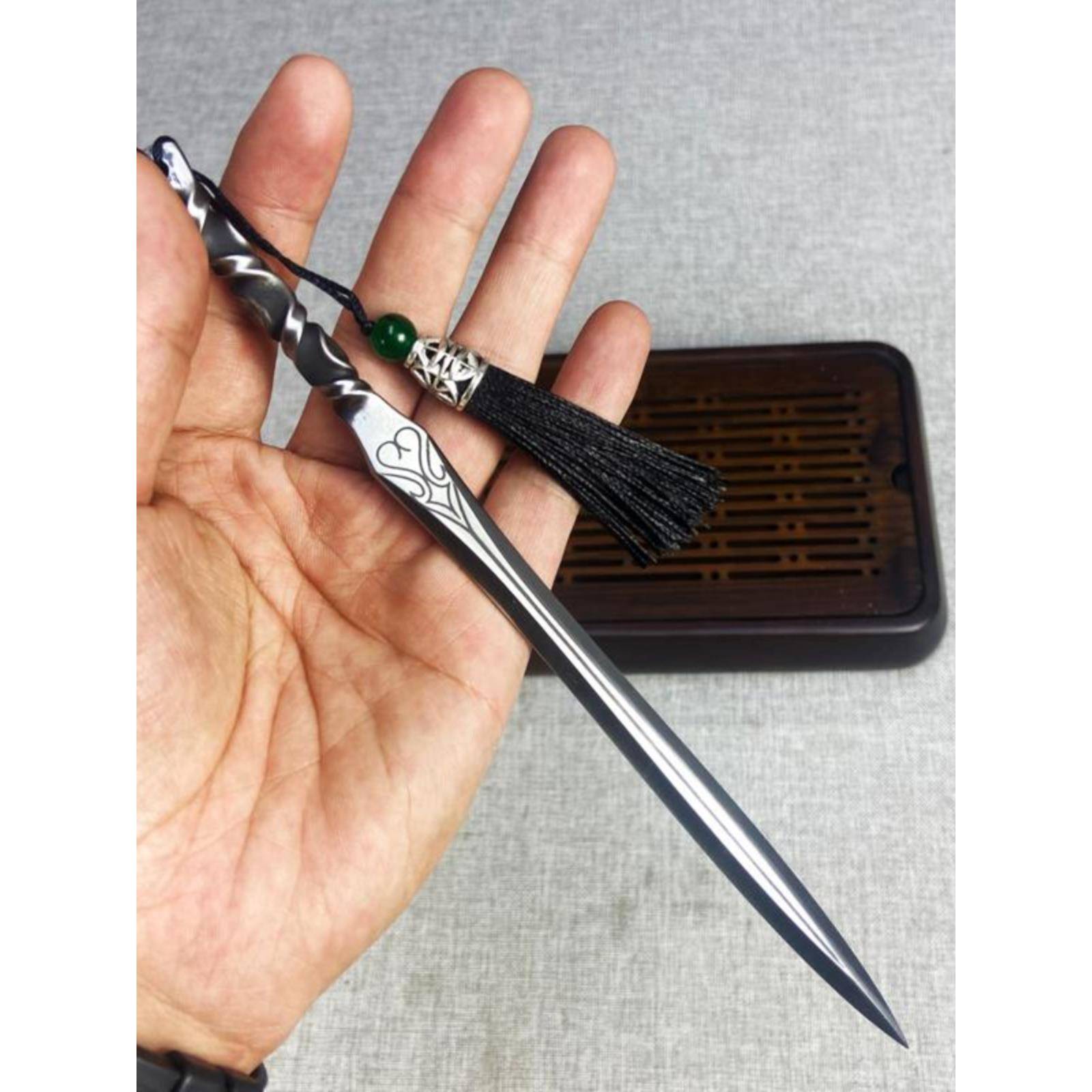 龙泉手工锻打一体扭转把玩金属茶剑茶道配件普洱茶撬茶器茶刀茶针