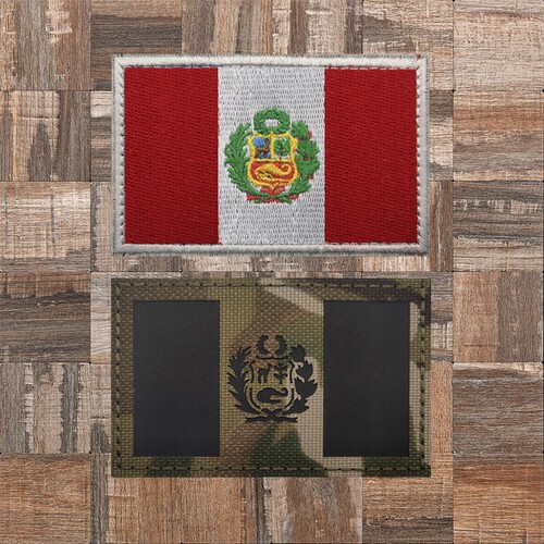 秘鲁旗帜Peru flag国旗臂章 IR反光魔术贴徽章战术背心头盔士气章