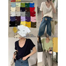 实物以直播间为准 323紫皇冠家显瘦V领正肩纯色打底衫