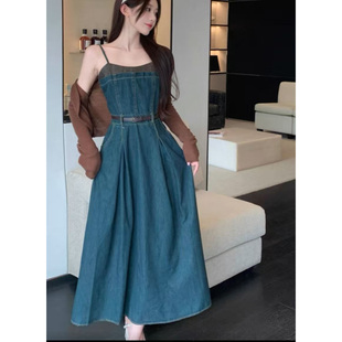 实物以直播间为准 吊带牛仔连衣裙