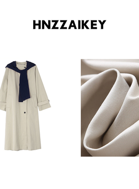 HNZZAIKEY 复古中长款风衣秋季新款连帽披肩大衣外套W444C