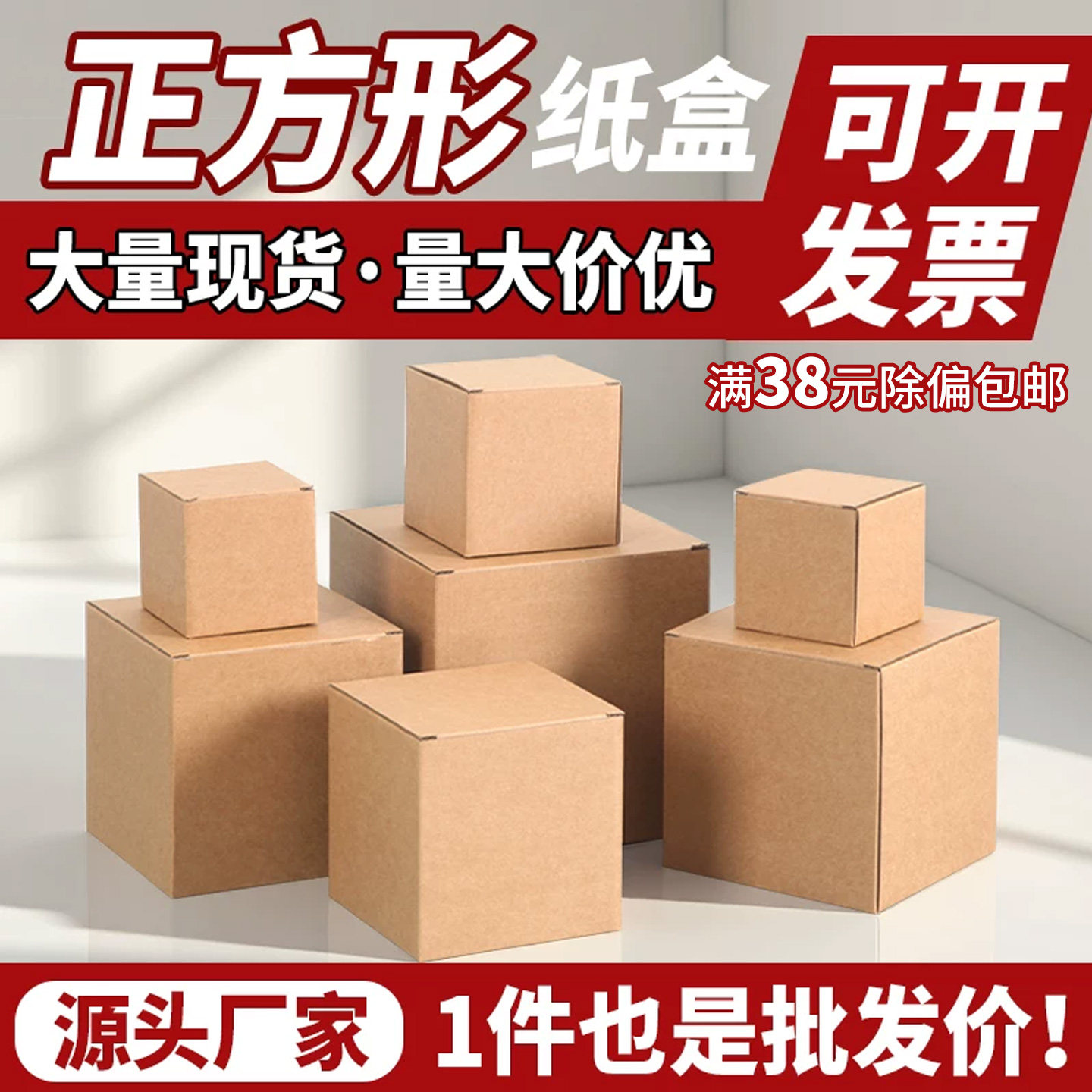 牛皮纸盒正方形包装盒通用电商收纳加厚礼品盒批发空白空盒子加印