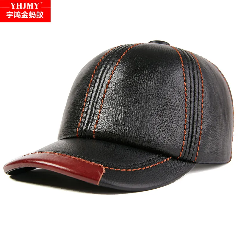 真皮帽子男女士中老年帽子牛皮棒球帽休闲鸭舌帽秋冬季休闲帽冬天