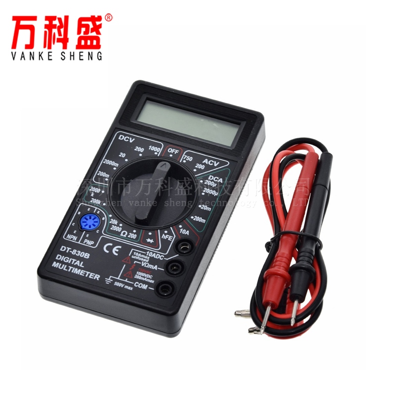 DT830B数字万用表 表 测电压 电阻 二极管三极管 有表笔