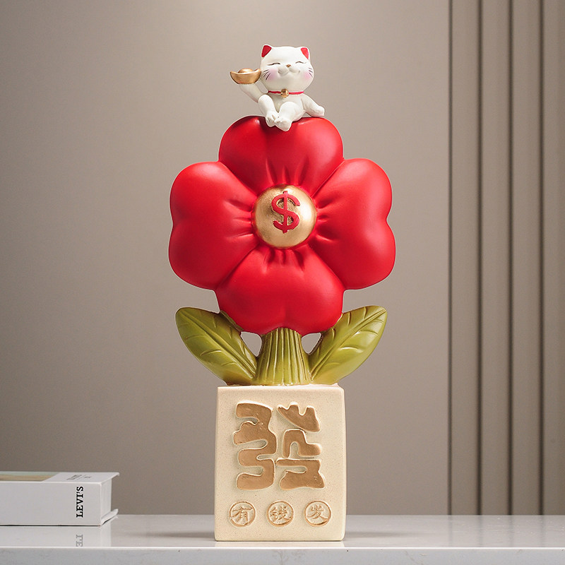 招财猫有钱花摆件客厅电视柜玄关高端可爱装饰发财树乔迁开业礼物