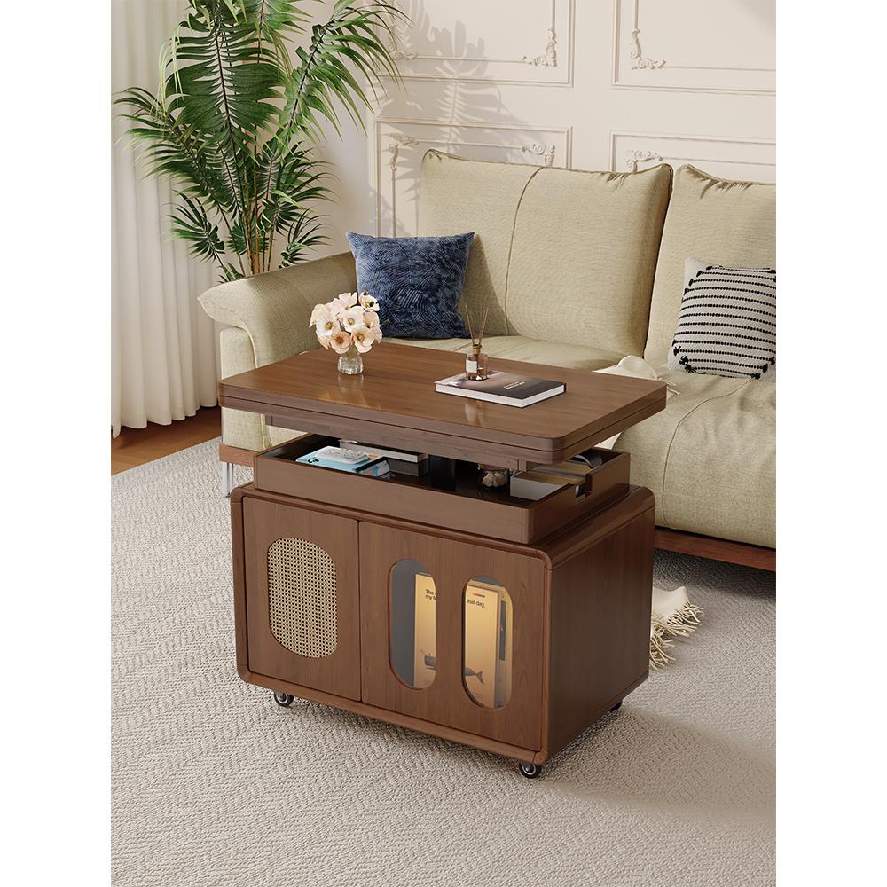 新款小户型推车实木茶几可移动升降折叠茶几客厅家用角几沙发边几