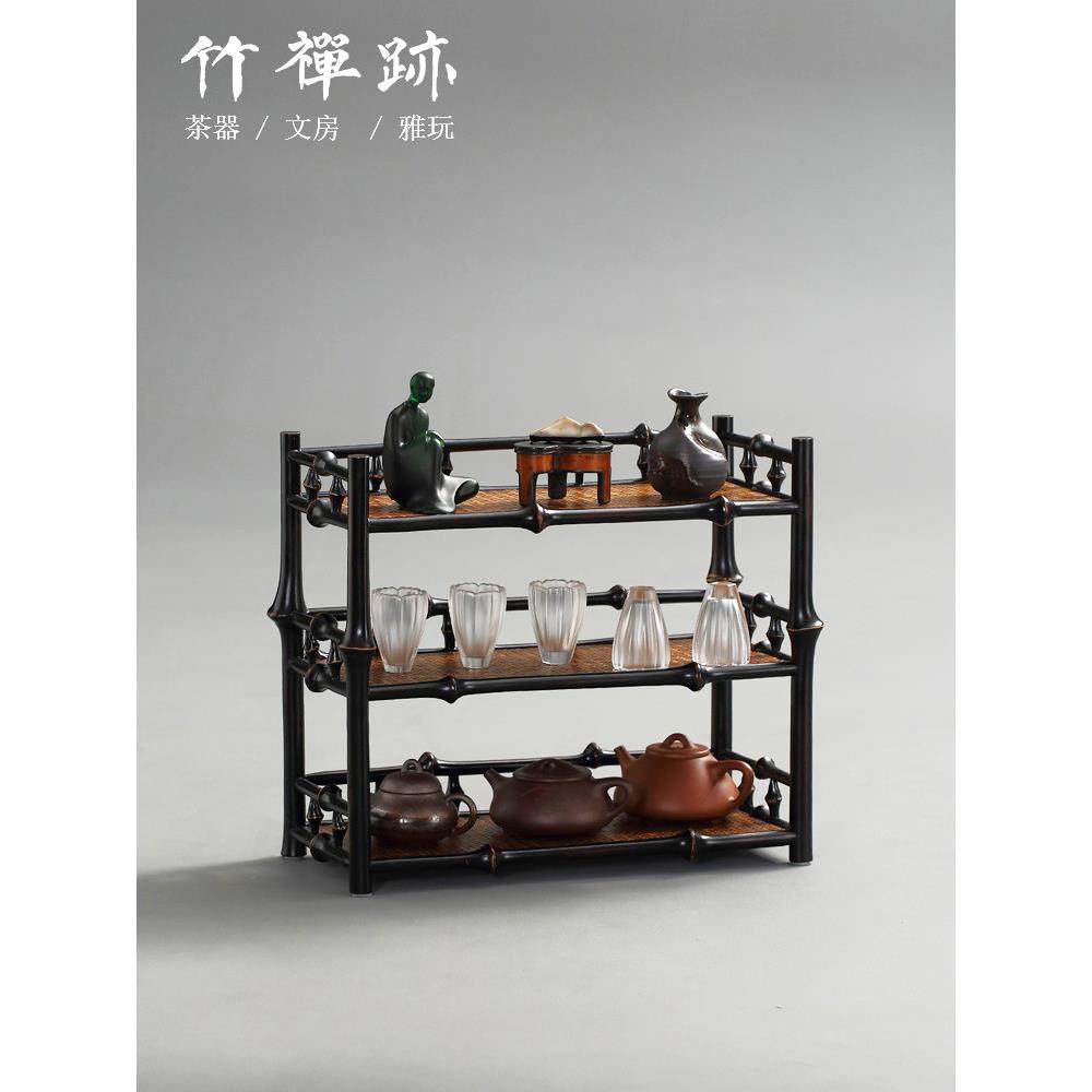 竹禅迹|筇竹三层茶架 茶具博古架收纳架杯架家用壶架收纳茶杯架,餐饮具,茶道/零配,淘宝优惠券,粉丝福利购,淘宝优惠卷